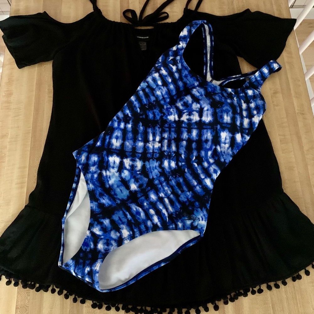 Bundle of 2, Speedo Bathing Suit and Coverup Bundle, Size 10 and Small, Exc Cond